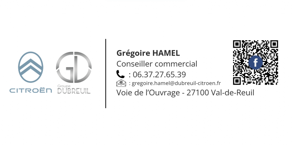 Coordonnées de Grégoire Hamel conseiller commercial chez Citroen VDR