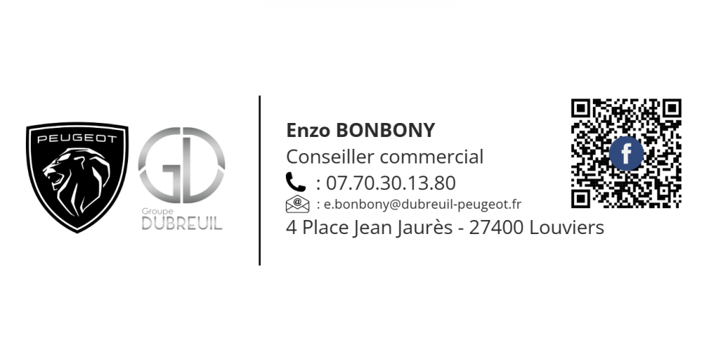 coordonnées de Enzo Bonbony conseiller commercial chez peugeot louviers 